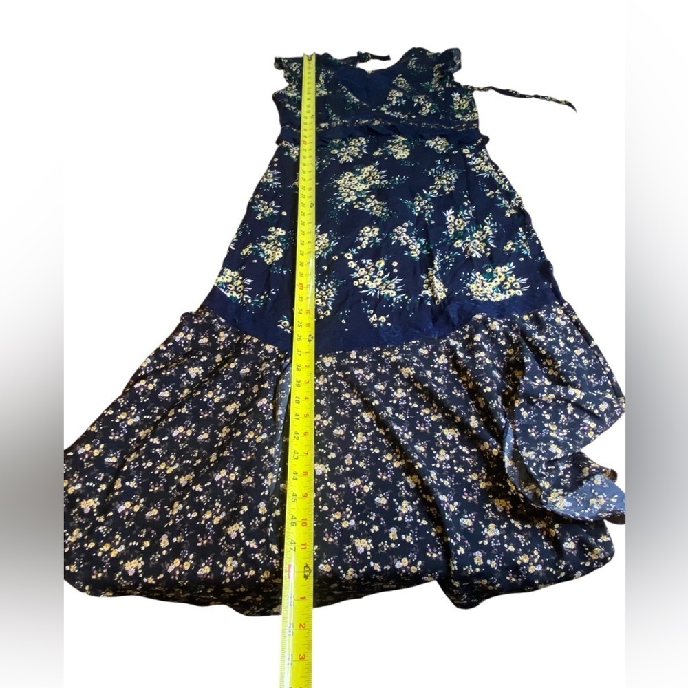 Sugarlips Floral Flutter Sleve Navy Blue Dress Women’s size L - Picture 9 of 13